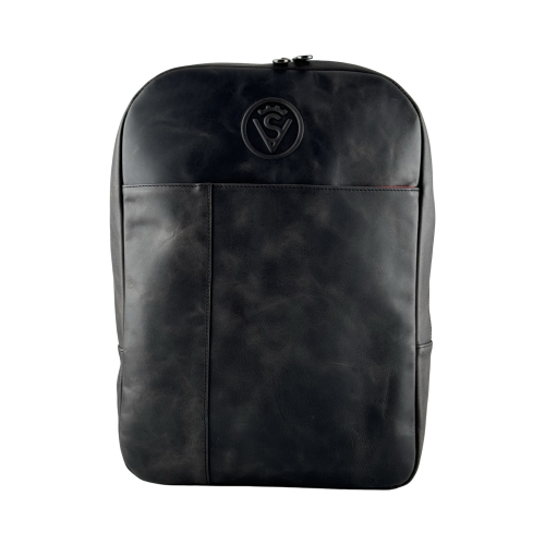 Рюкзак чоловічий шкіряний Vittorio Safino VS 040 чорний матовий Крейзі