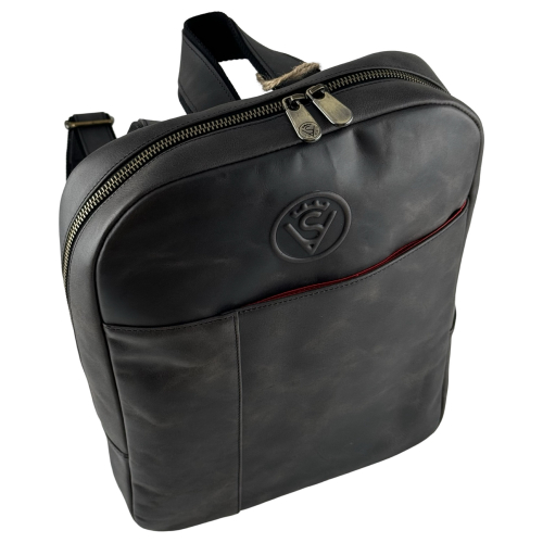 Рюкзак чоловічий шкіряний Vittorio Safino VS 040 чорний матовий Крейзі