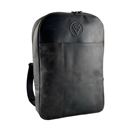 Рюкзак чоловічий шкіряний Vittorio Safino VS 040 чорний матовий Крейзі
