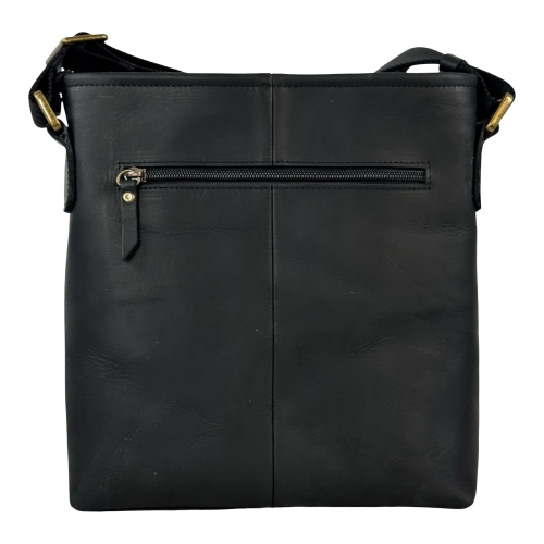 Чоловіча шкіряна сумка через плече Vittorio Safino VS 013 чорна матова Крейзі