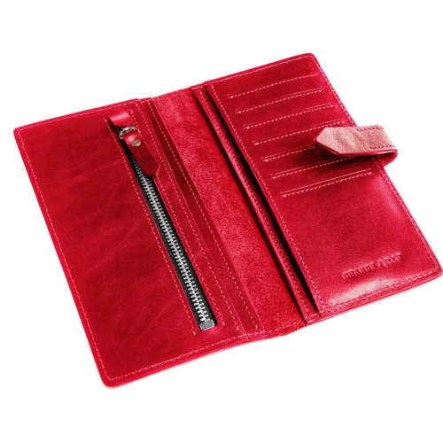 Кошелек женский кожаный Grande Pelle 524660 красный (кожа глянцевая)