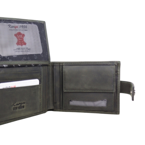 Гаманець чоловічий шкіряний Karya 0456-35 хакі (шкіра Crazy Horse)
