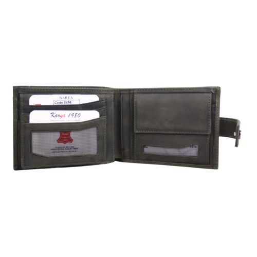 Гаманець чоловічий шкіряний Karya 0456-35 хакі (шкіра Crazy Horse)