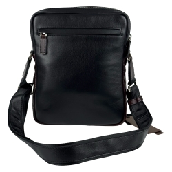 Сумка чоловіча шкіряна The Bond 1114-1-4 чорна з темно-коричневою вставкою