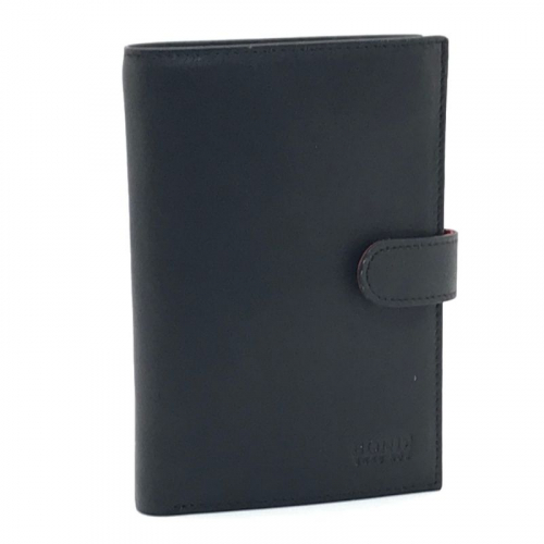 ​Гаманець чоловічий шкіряний гладкий Bond 509-1-8 чорний (всередині червоний)