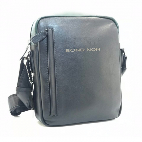 Сумка чоловіча шкіряна Bond 1161 чорна із зеленим