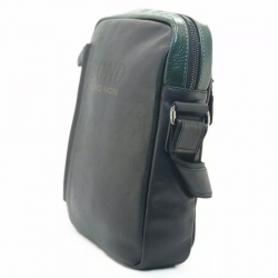 Сумка чоловіча шкіряна Bond 1161 чорна із зеленим