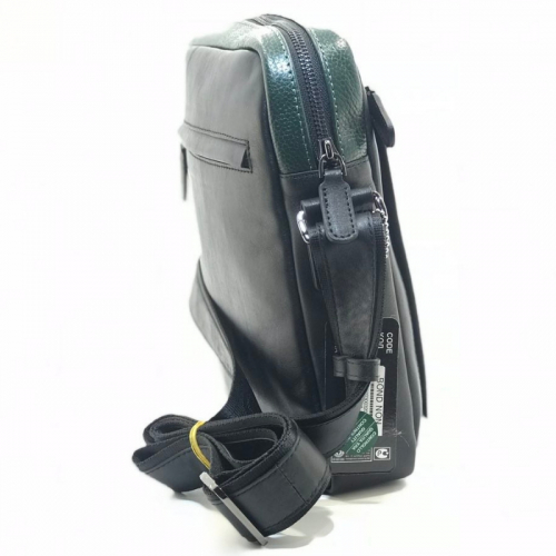 Сумка чоловіча шкіряна Bond 1161 чорна із зеленим