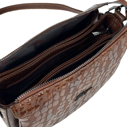 Сумка жіноча шкіряна лакована Karya 5069-594 коричнева