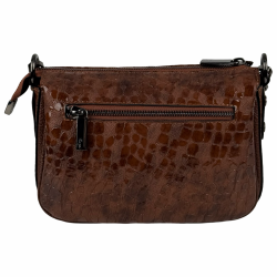 Сумка женская кожаная лакированная Karya 5069-594 коричневая