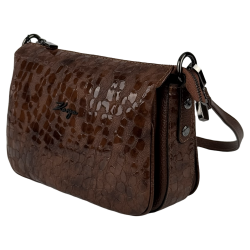 Сумка женская кожаная лакированная Karya 5069-594 коричневая