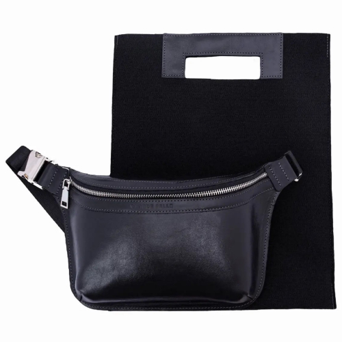 Сумка-бананка шкіряна Grande Pelle 743610 чорна