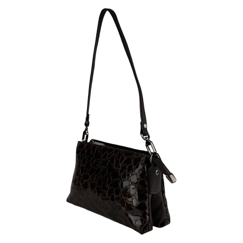 Сумка женская кожаная лакированная Karya 5072-654 темно-коричневая