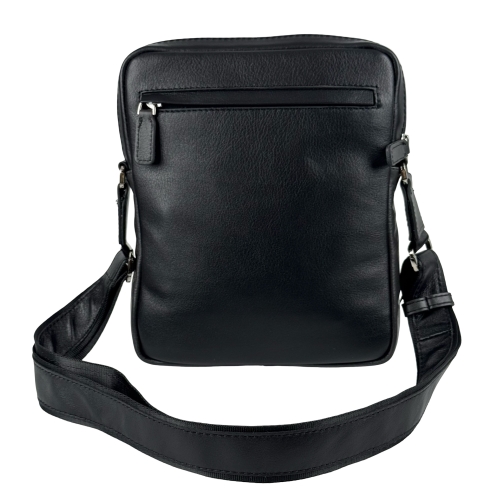 Сумка чоловіча шкіряна The Bond 1114-1-5 чорна із сірою вставкою