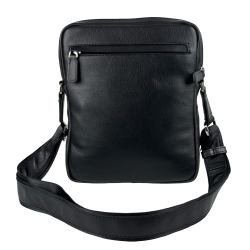 Сумка чоловіча шкіряна The Bond 1114-1-5 чорна із сірою вставкою
