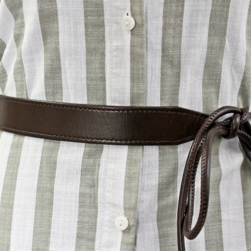 Ремень женский цилиндрический с кожаной вставкой Кремень 270312 коричневый 65/215 см