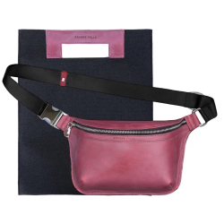 Сумка-бананка шкіряна Grande Pelle 743661 вишнева