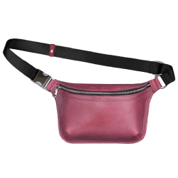 Сумка-бананка шкіряна Grande Pelle 743661 вишнева