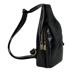 Сумка чоловіча шкіряна через плече Vittorio Safino VS 095 чорна Кентуккі