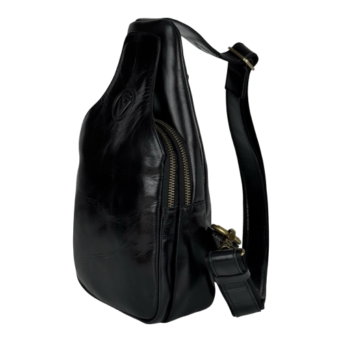 Сумка чоловіча шкіряна через плече Vittorio Safino VS 095 чорна Кентуккі