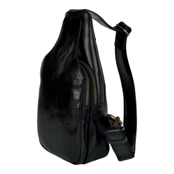 Сумка чоловіча шкіряна через плече Vittorio Safino VS 095 чорна Кентуккі
