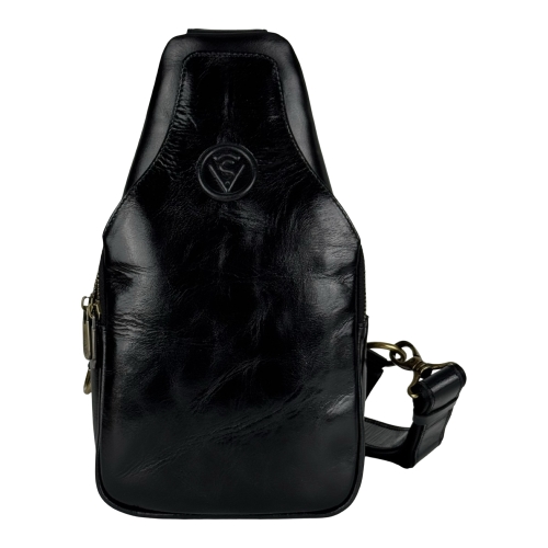 Сумка чоловіча шкіряна через плече Vittorio Safino VS 095 чорна Кентуккі