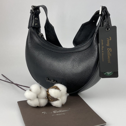 Сумка-напівмісяць жіноча шкіряна Tony Bellucci 0400-281 чорна