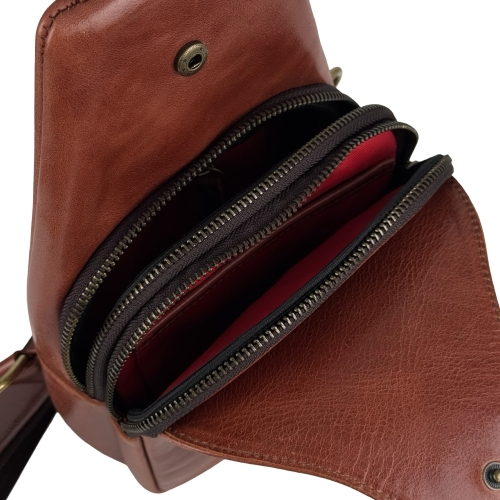 Сумка чоловіча шкіряна через плече Vittorio Safino VS 095 коньяк Кентуккі