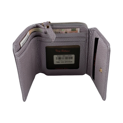 Шкіряний гаманець жіночий Tony Bellucci 864-1033 сріблястий