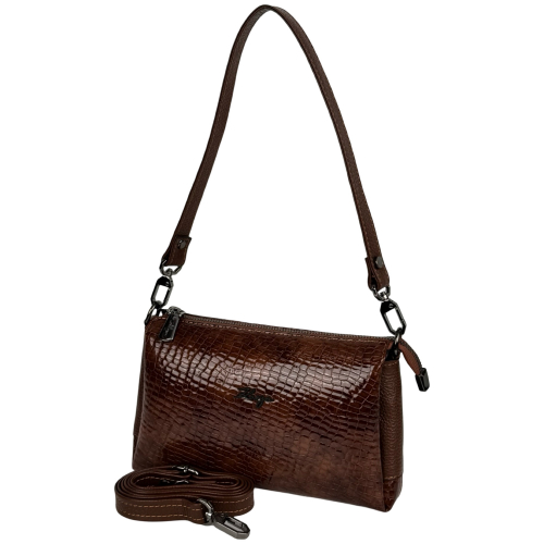 Сумка женская кожаная лакированная Karya 5070-557 коньяк