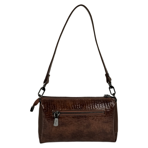 Сумка женская кожаная лакированная Karya 5070-557 коньяк