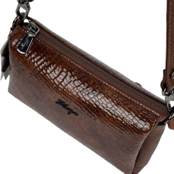 Сумка жіноча шкіряна лакована Karya 5070-557 коньяк