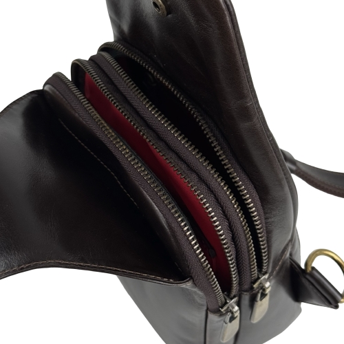 Сумка чоловіча шкіряна через плече Vittorio Safino VS 095 коричнева Кентуккі