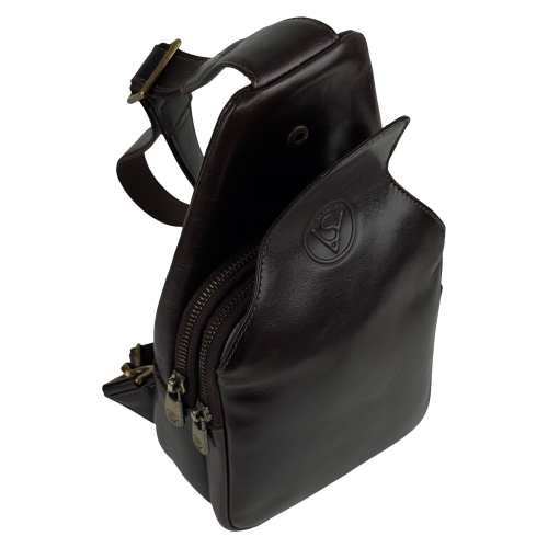 Сумка чоловіча шкіряна через плече Vittorio Safino VS 095 коричнева Кентуккі