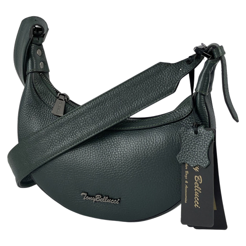 Сумка-напівмісяць жіноча шкіряна Tony Bellucci 0400-1005 темно-зелена