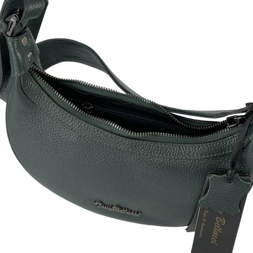 Сумка-напівмісяць жіноча шкіряна Tony Bellucci 0400-1005 темно-зелена