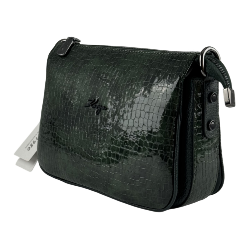 Сумка женская кожаная лакированная Karya 5069 зеленая