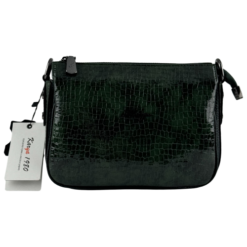 Сумка женская кожаная лакированная Karya 5069 зеленая