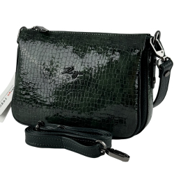 Сумка женская кожаная лакированная Karya 5069 зеленая