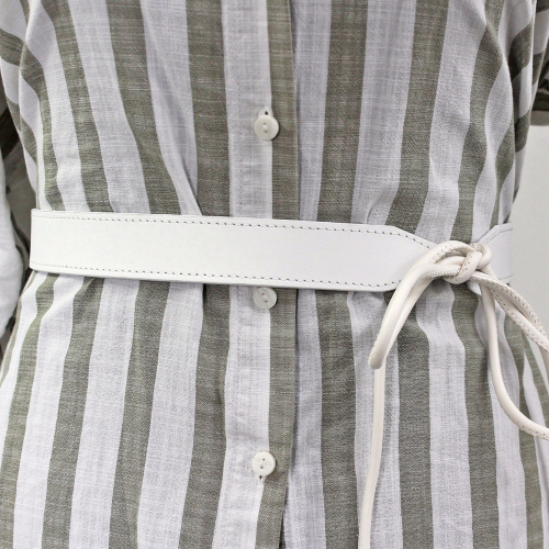 Ремень женский цилиндрический с кожаной вставкой Кремень 270313 белый 65/215 см