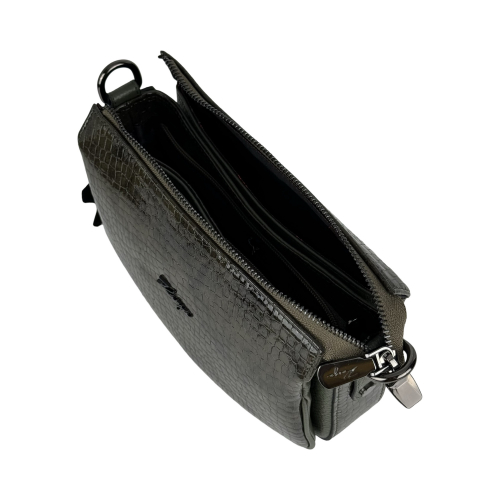 Сумка женская кожаная лакированная Karya 5069 хаки