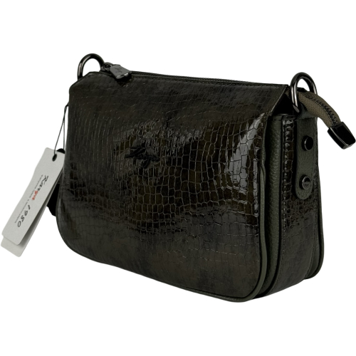 Сумка женская кожаная лакированная Karya 5069 хаки