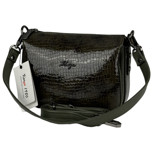 Сумка женская кожаная лакированная Karya 5069 хаки