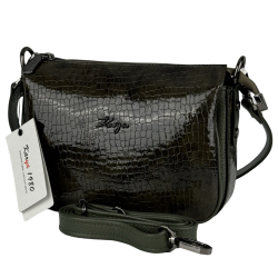 Сумка женская кожаная лакированная Karya 5069 хаки