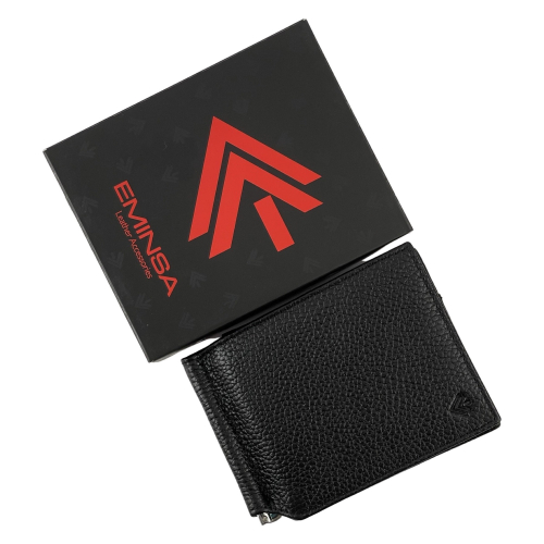 Гаманець-затискач для грошей чоловічий шкіряний Eminsa 1044 18-1 чорний
