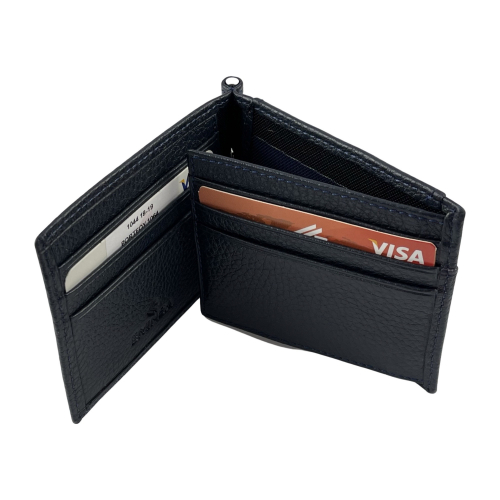 Кошелек-зажим для денег мужской кожаный Eminsa 1044 18-19 темно-синий