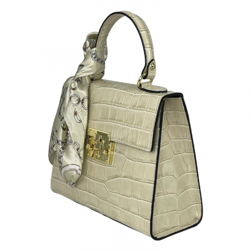 Сумка женская кожаная Genuine Leather 85123CC бежевая