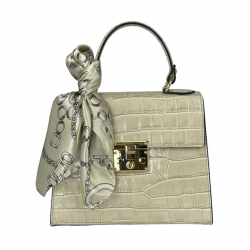 Сумка женская кожаная Genuine Leather 85123CC бежевая