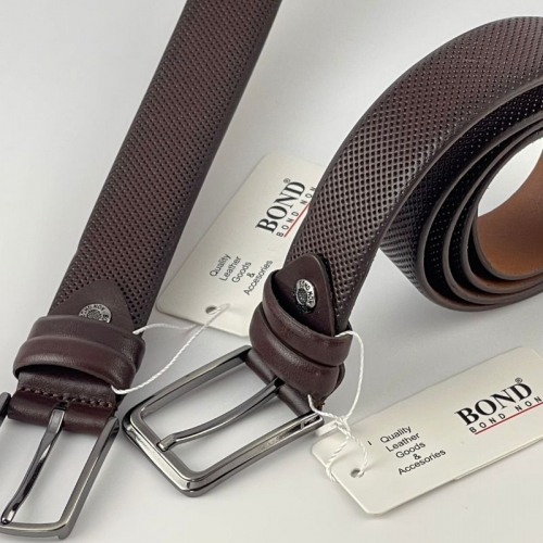 Ремінь чоловічий шкіряний Bond Non 1102 120 см коричневий