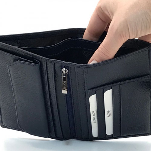 Гаманець чоловічий шкіряний гладкий Bond 509-1170 темно-синій